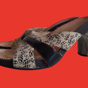 Diesel Suede Leather Mules Sandals Slip On Heels US Size 7 Beige Black
