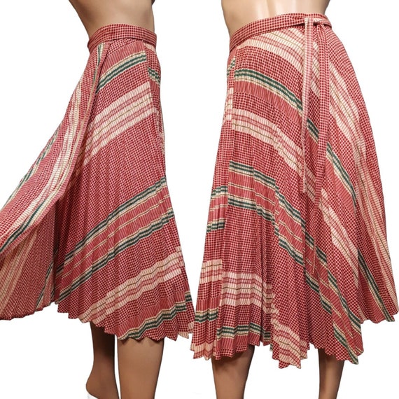 Vintage 70s Joseph Ribkoff Skirt Pleated Midi Wra… - image 1