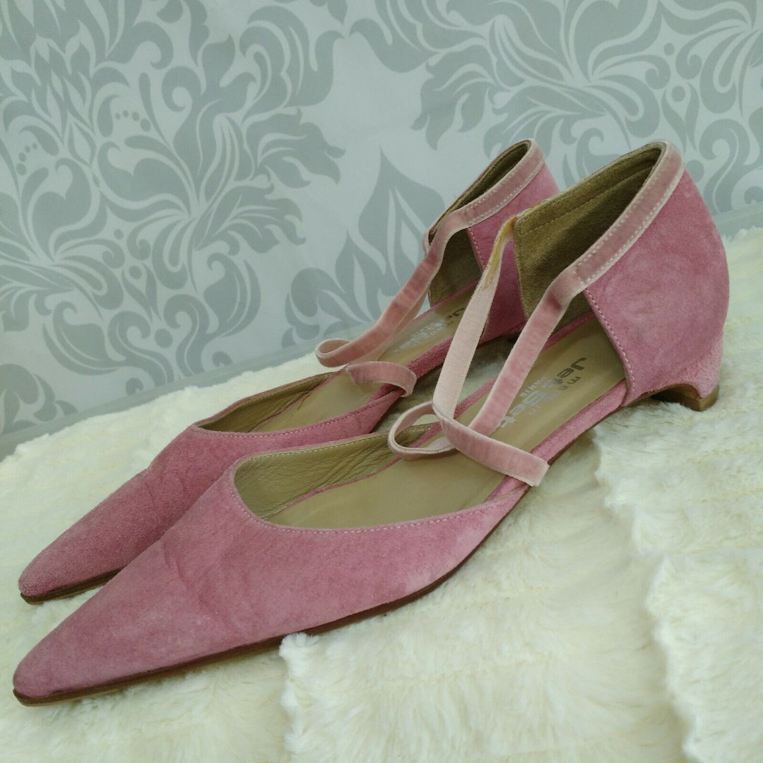 Vintage Jet Set Paris Pink Suede Pointed Toe Kitten Heels US 6 Etsy