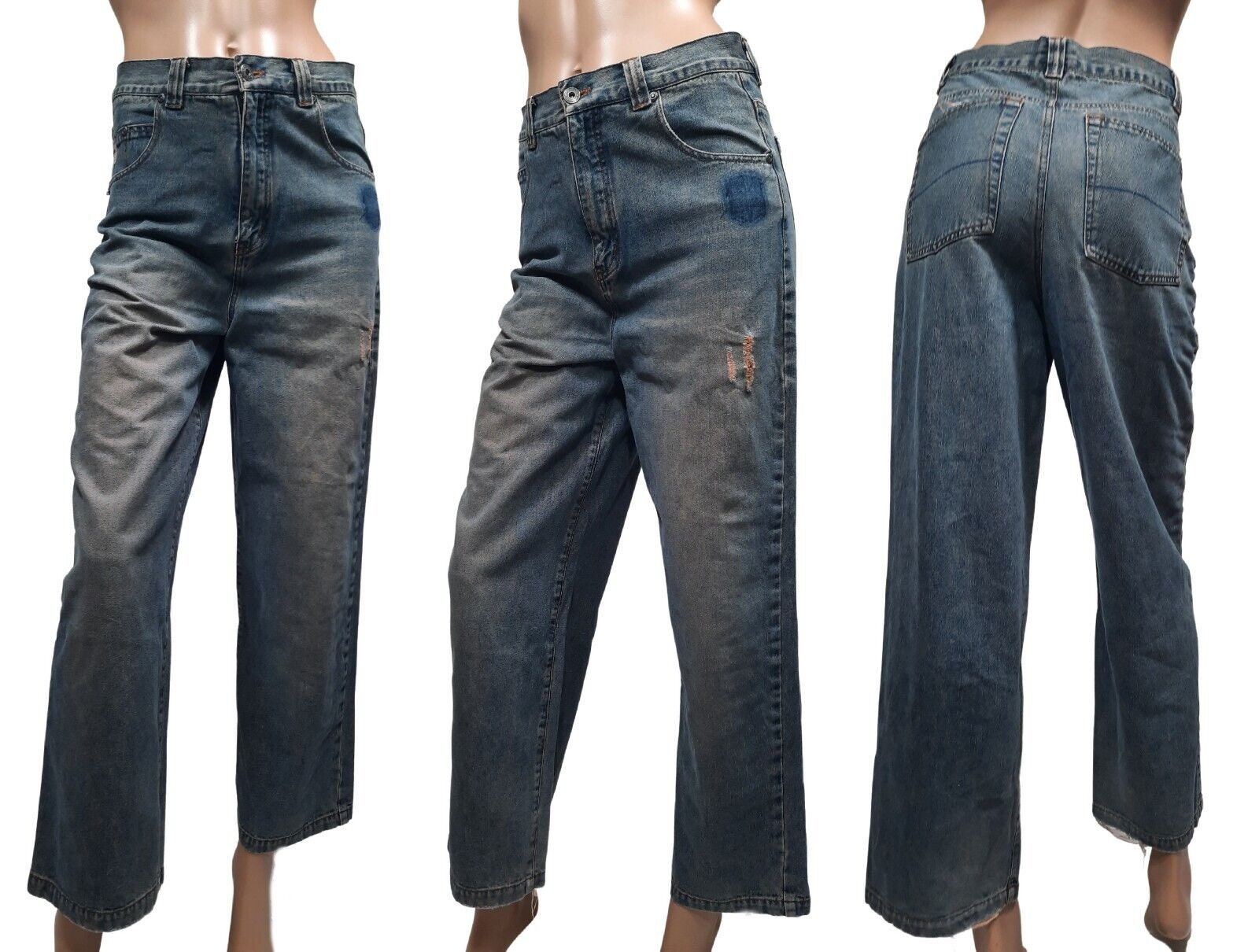 Vintage Cargo Jeans Women Y2k Hip Hop Baggy Wide Leg Denim Pants