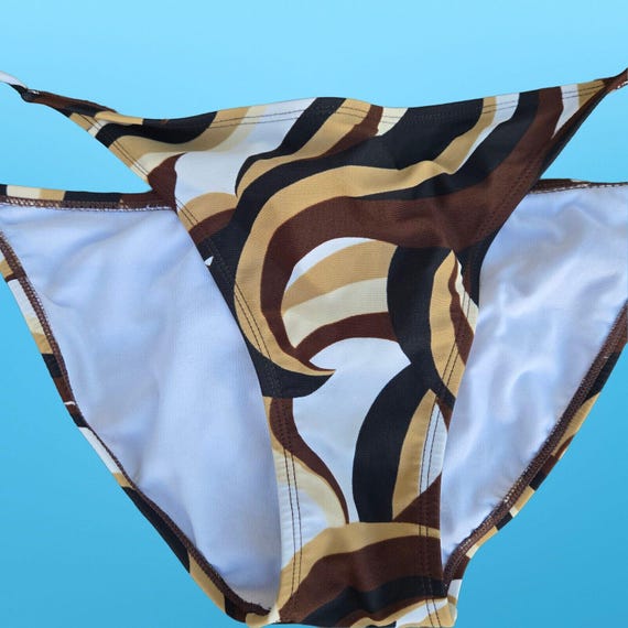 90s Y2K  Groovy Mod Print String Bikini Size M Bo… - image 5