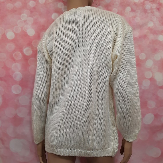 Vintage 80s Cottagecore Floral Handknit Sweater S… - image 8