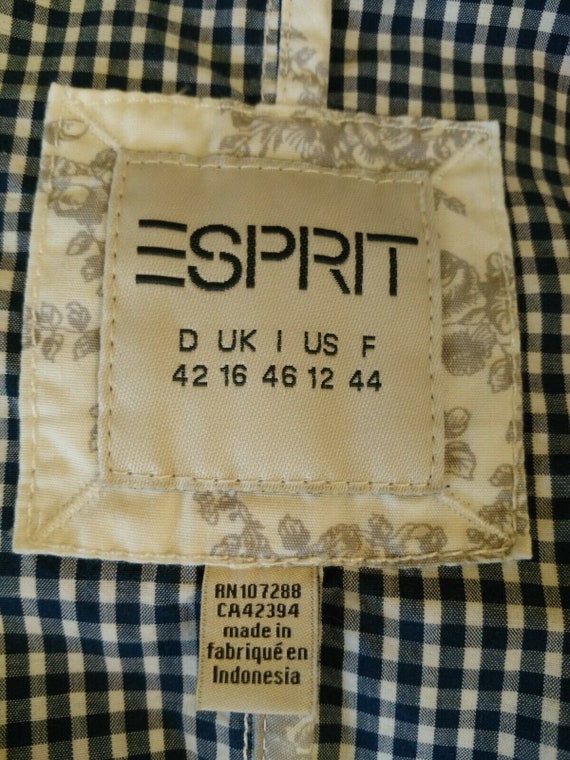 Vintage 90s Y2K Esprit Gingham Check Cotton Blaze… - image 8