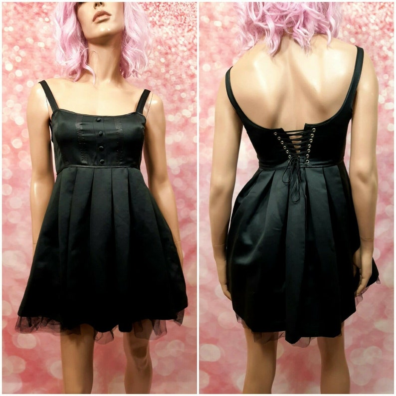 Vintage Betsey Johnson Black Mini Corset Lace Up Dress Size 2 | Etsy