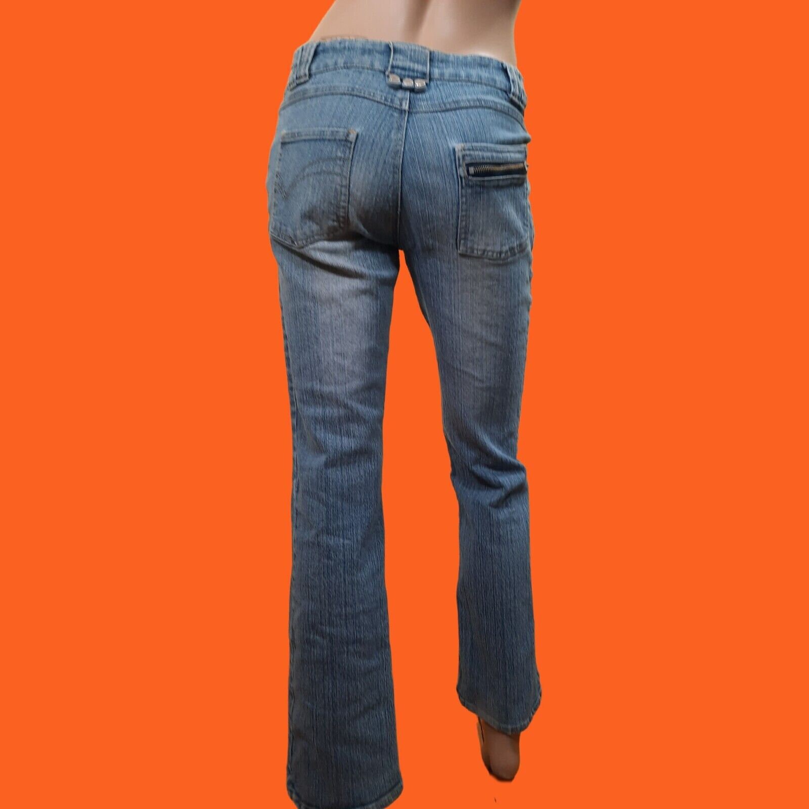 90s Y2K Low Rise Bootcut Jeans Zipper Pockets Light Wash US