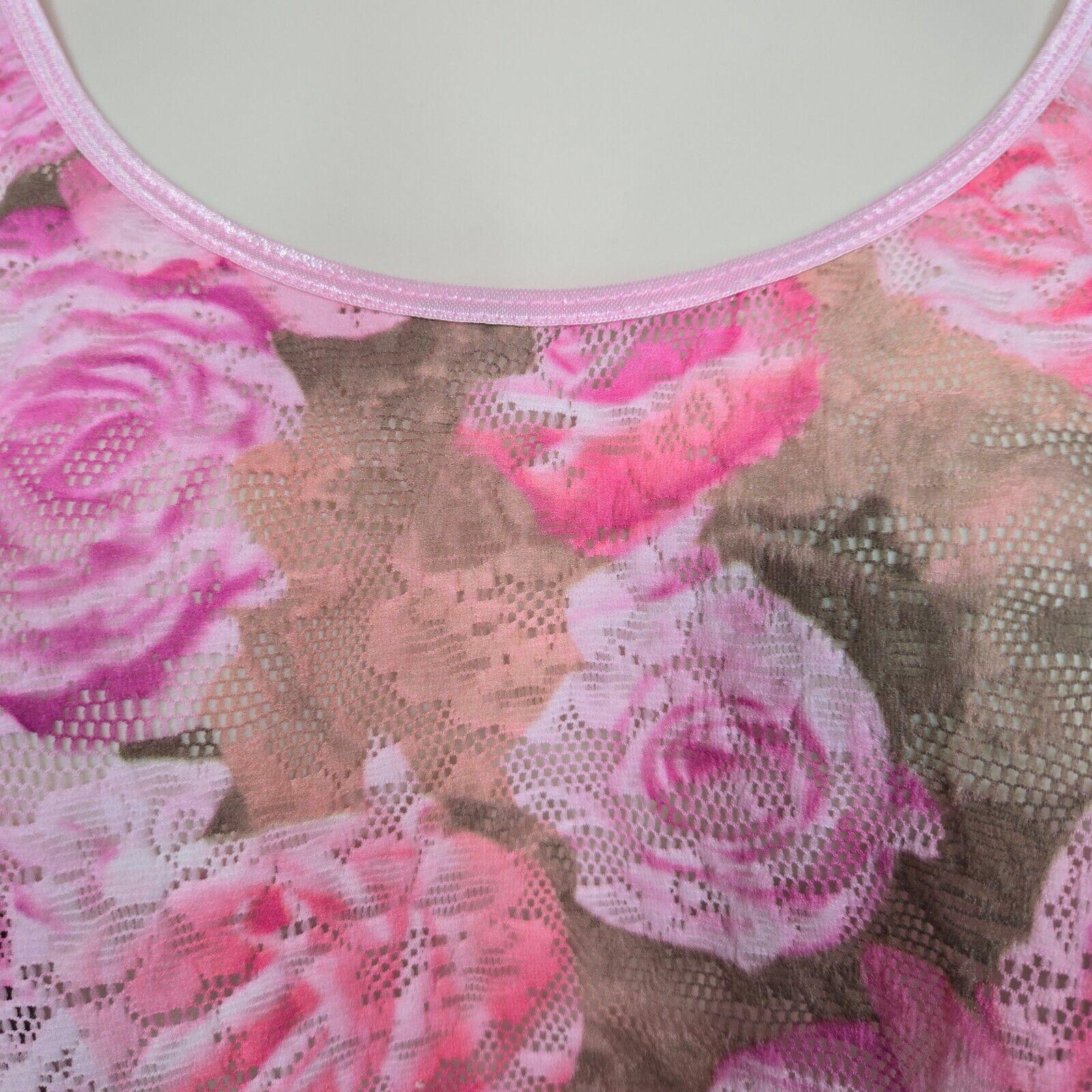 Vintage 90s Sleeveless Lace Mesh Lingerie Top Womens Size 3X Pink