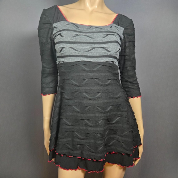 Y2K Mini Sweater Dress Size M Black Gray Knit Goth Grunge Fairy Fit Flare Tiered - Etsy Y2K Mini Sweater Dress Size M Black Gray Knit Goth Grunge Fairy Fit Flare Tiered - Etsy