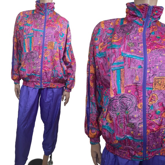 Vintage 90s Lavon Track Suit Windbreaker Nylon Se… - image 1