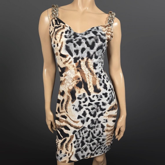 dress down bodycon dress Black and Gold Mesh Chain Print Bodycon Dress- Lilie main image 0