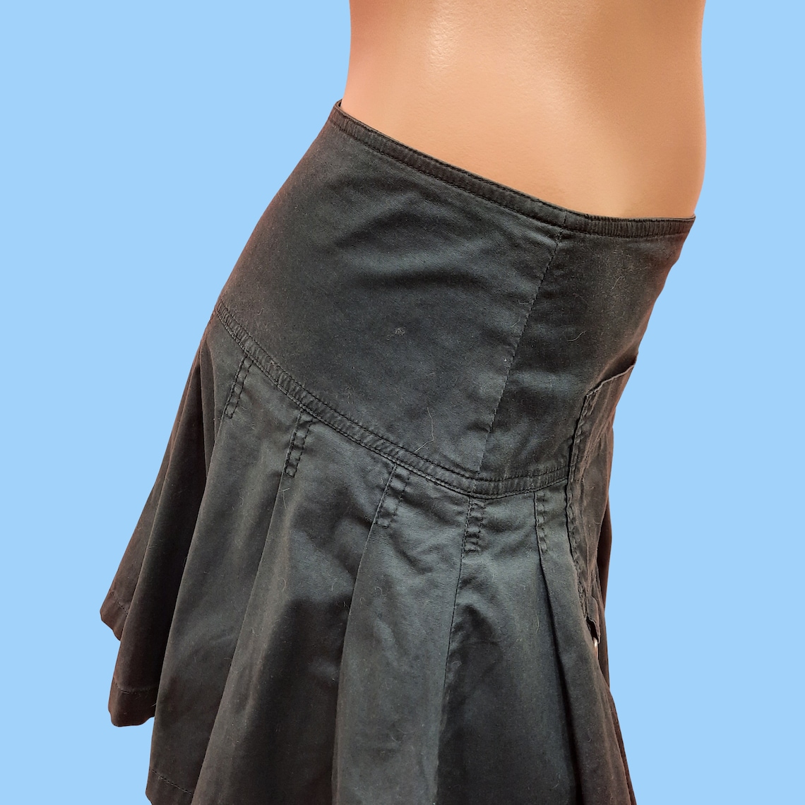 Y2K Black Low Rise Pleated Mini Skirt Size M US 7 Cotton Blend Etsy