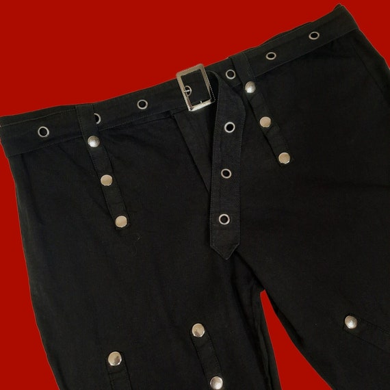Vintage 90s Y2K Black Studded Rivet Pants Punk Go… - image 3