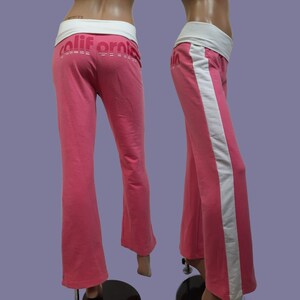 Y2K Pink Fold Over Yoga Track Pants Low Rise Bootcut Size M 2000s Barbiecore