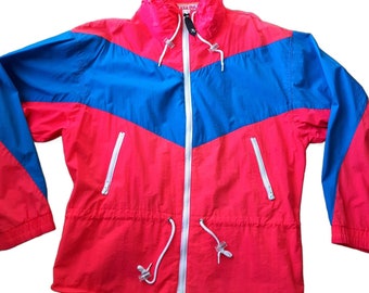 Vintage Ocean Pacific Windbreaker Jacket Neon Pink Color Block OP