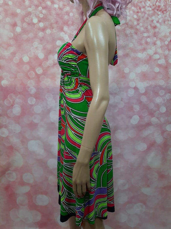 Vintage Y2K Stretch Halter Dress Size S A Line Br… - image 10