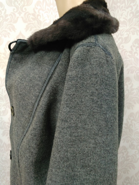 Vintage Reversible Rabbit Fur Collar Wool Cropped… - image 10