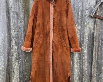 Vintage Turkis Tukku Penny Lane Shearling Sheepskin Coat Womens L Full Length