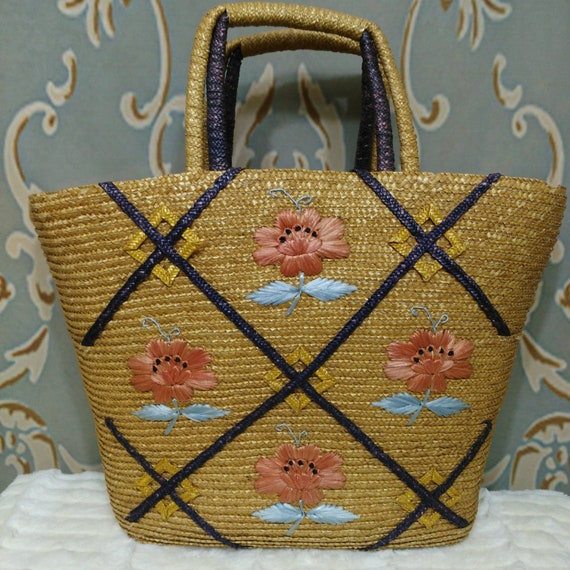 lined straw tote bolsa