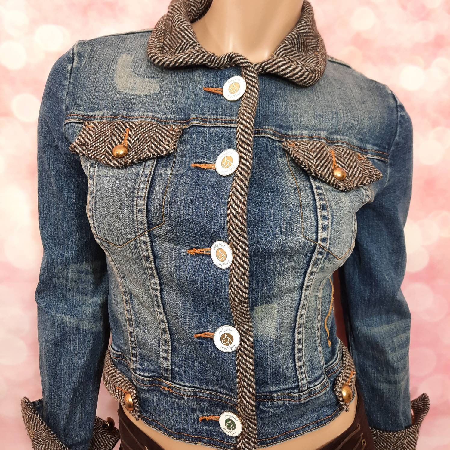 Y2K Baby Phat Denim Jacket Size S Cropped Distressed Tweed | Etsy