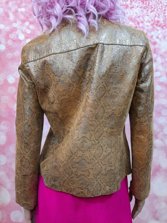 vintage Y2K Metallic Snake Print Leather Jacket W… - image 7