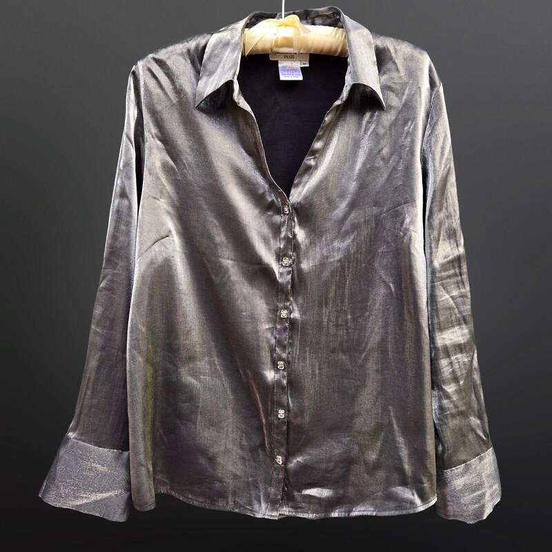 Metallic Silver Blouse With Drape Skirt