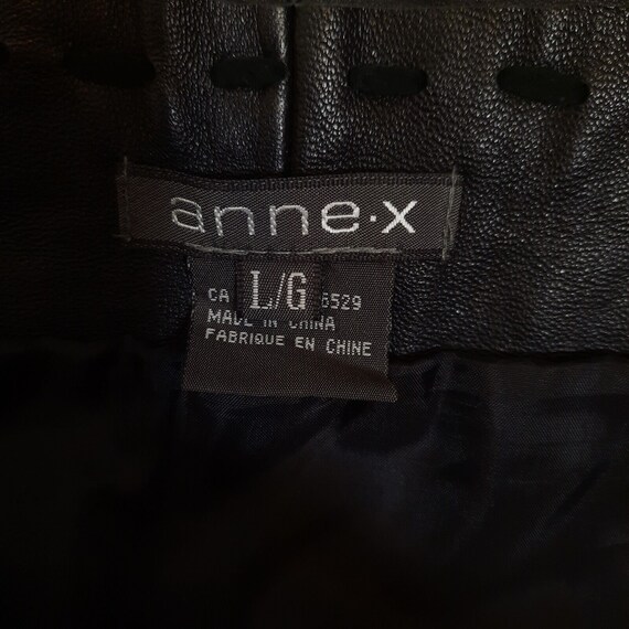 Y2K Black Leather Patchwork Midi Skirt Front Slit… - image 8