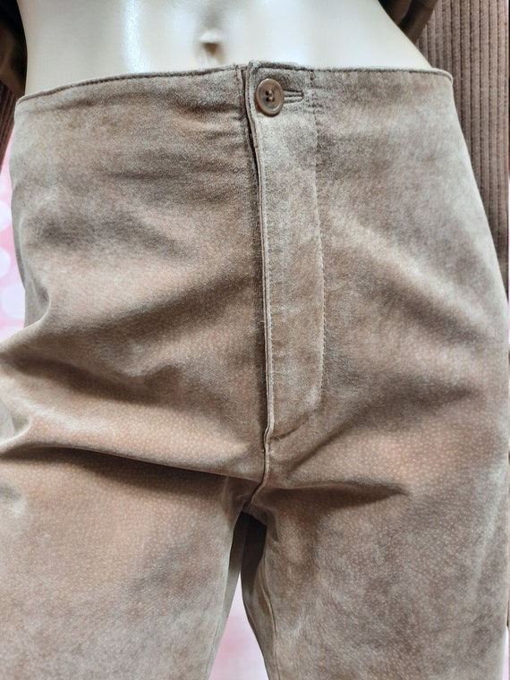 Vintage Y2K Beige Suede Pants Set / Jacket Pants … - image 7