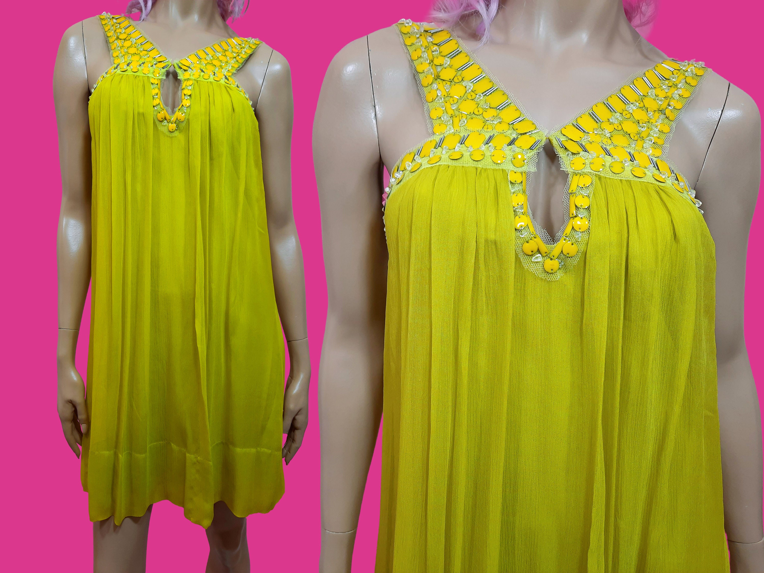 Y2K BCBG Chartreuse Green Silk Dress Size 2 Beaded Flowy Sleeveless Above Knee - Etsy Y2K BCBG Chartreuse Green Silk Dress Size 2 Beaded Flowy Sleeveless Above Knee - Etsy