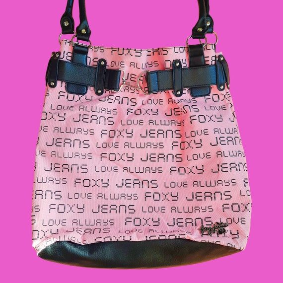 Y2K Foxy Jeans Large Tote Bag Bubblegum Pink Canva