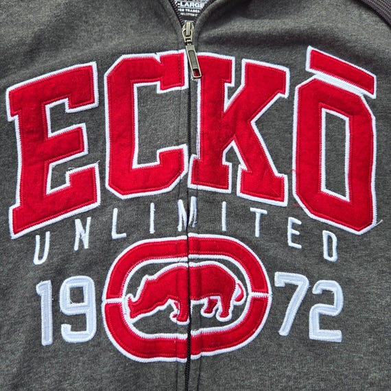 Y2K Ecko Unltd Full Zip Hoodie Mens Size 2XL Gray Red - Etsy