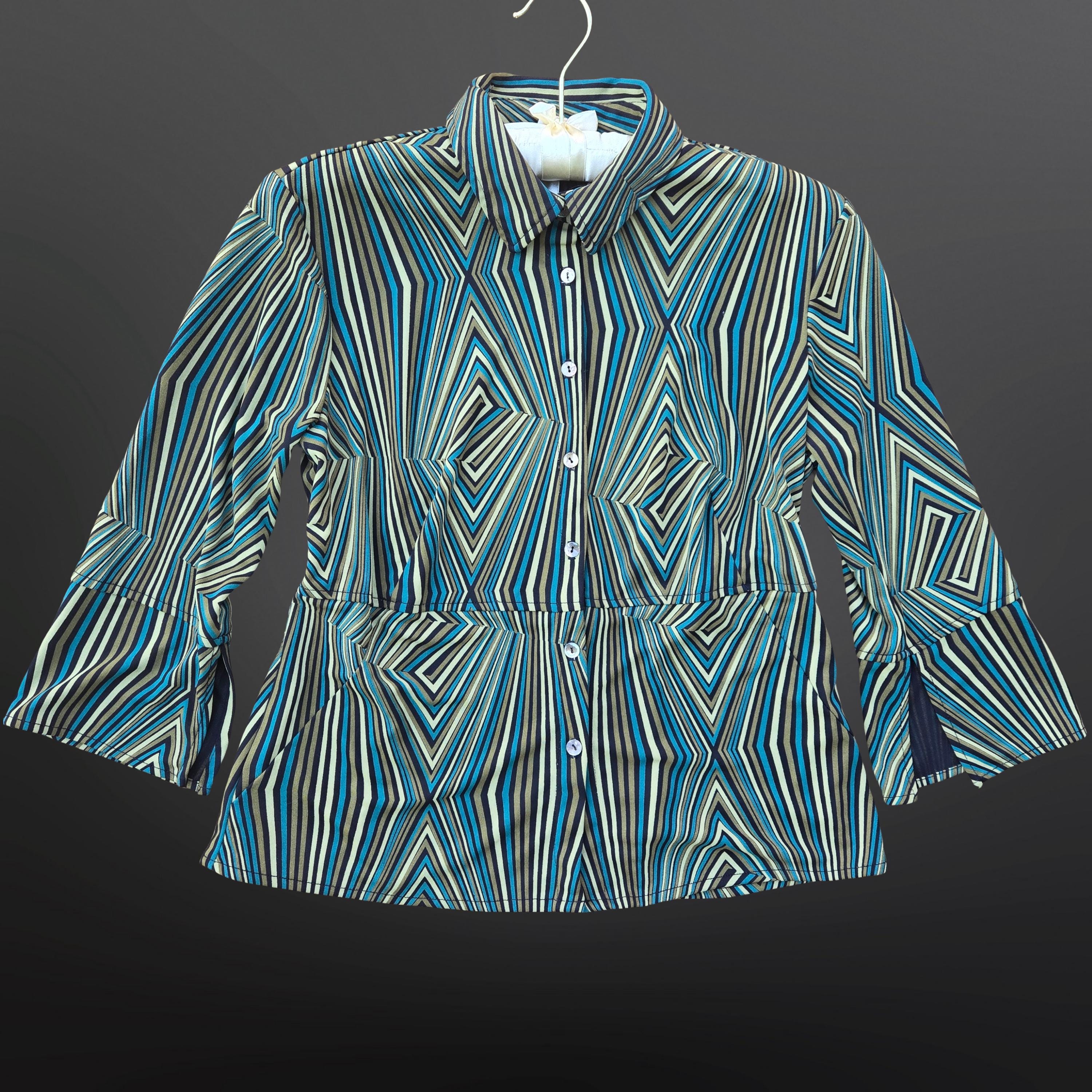 豪華刺繍90s TROPICALPUCCI 総柄生地セットアップ上下 B系Y2K Vintage 90s Y2K Funky Print Shirt Button up Blouse Green