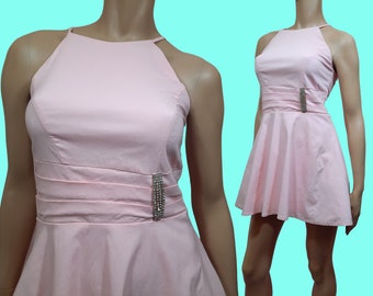 Y2K Le Chateau Pink Mini Dress Size XS Sleeveless Ballerina Core Coquette