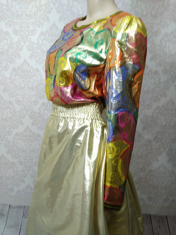 Vintage 80s Diane Freis Originals Silk Dress US 1… - image 8