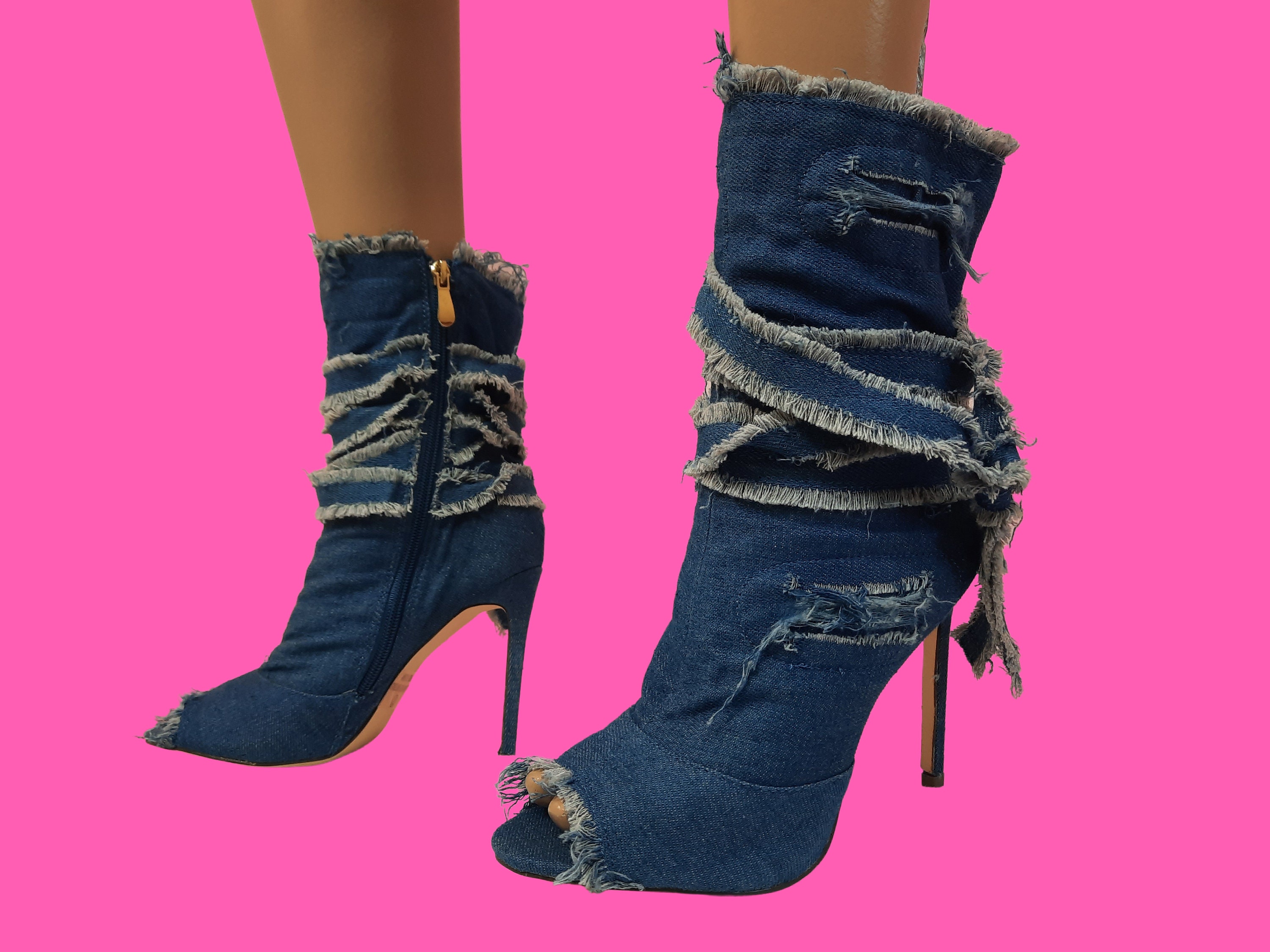 Buy TOTALLY LADYLIKE PINK PEEP-TOE BOOTS for Women Online in India