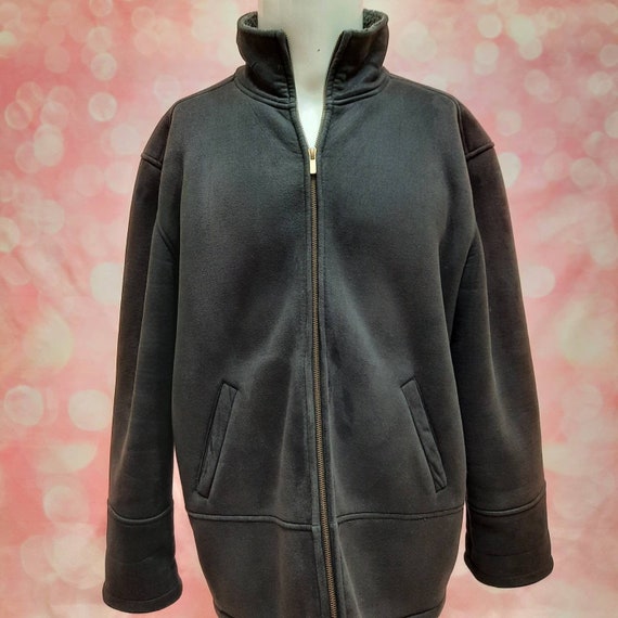 Vintage Lauren Ralph Lauren Womens Jacket Size XL Dark Brown Fleece Lined  Full Zip 