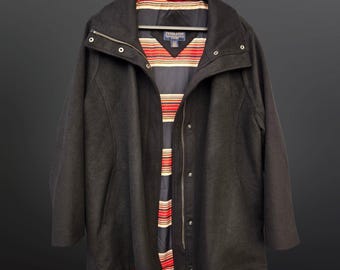 Vintage Pendleton Black Coat Womens XL Wool Blend Mid Length Water Resistant