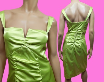 Neon green top satin dress
