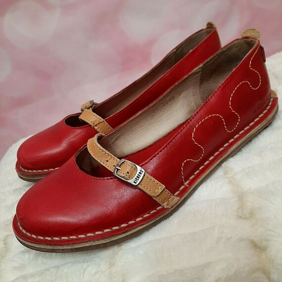 Vintage Kickers Red Mary Jane Shoes 