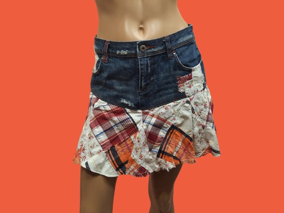 Y2K Buffalo Jeans Denim Patchwork Mini 