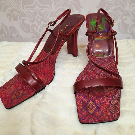 Vintage 90s Y2K Parade Sandals Heels US 10 Burgund