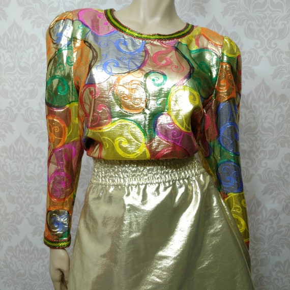 Vintage 80s Diane Freis Originals Silk Dress US 1… - image 1