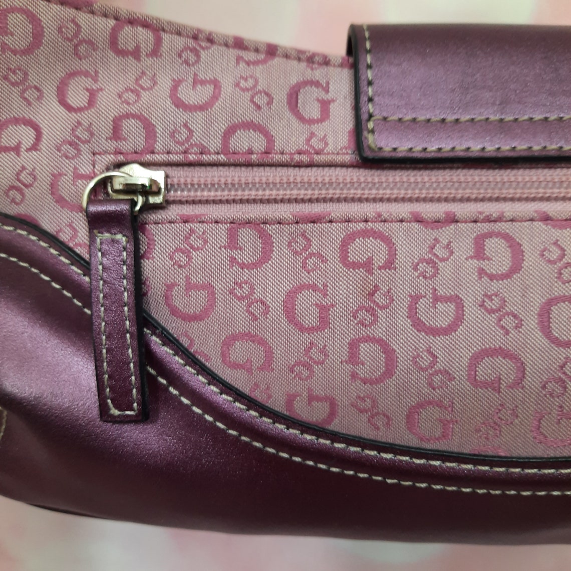 Y2K Guess Baguette Bag Purse Metallic Mauve Purple Silver | Etsy