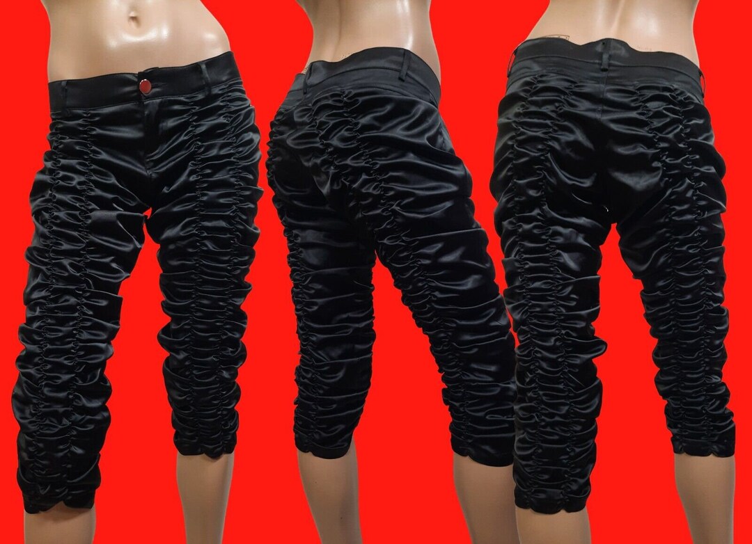 Y2K Ruched Capri Pants Low Rise Black Satin Womens Size M Goth Punk Etsy
