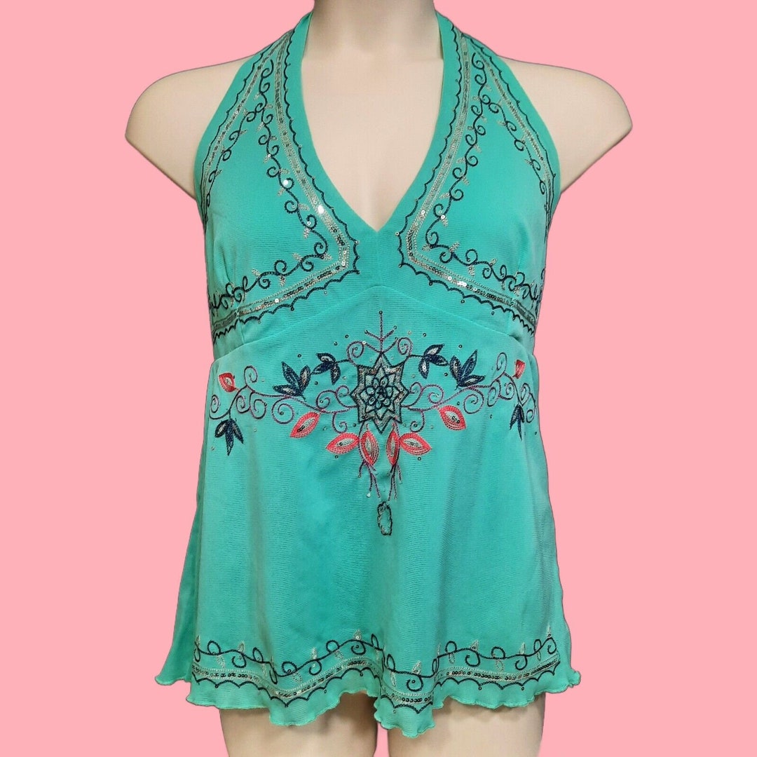 2000s Sunshine Silk Babydoll Halter Top (S)