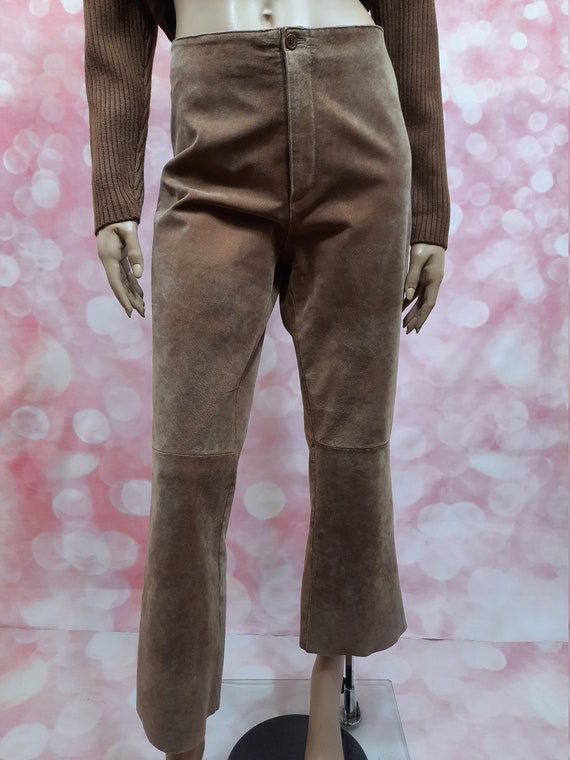 Vintage Y2K Beige Suede Pants Set / Jacket Pants … - image 6