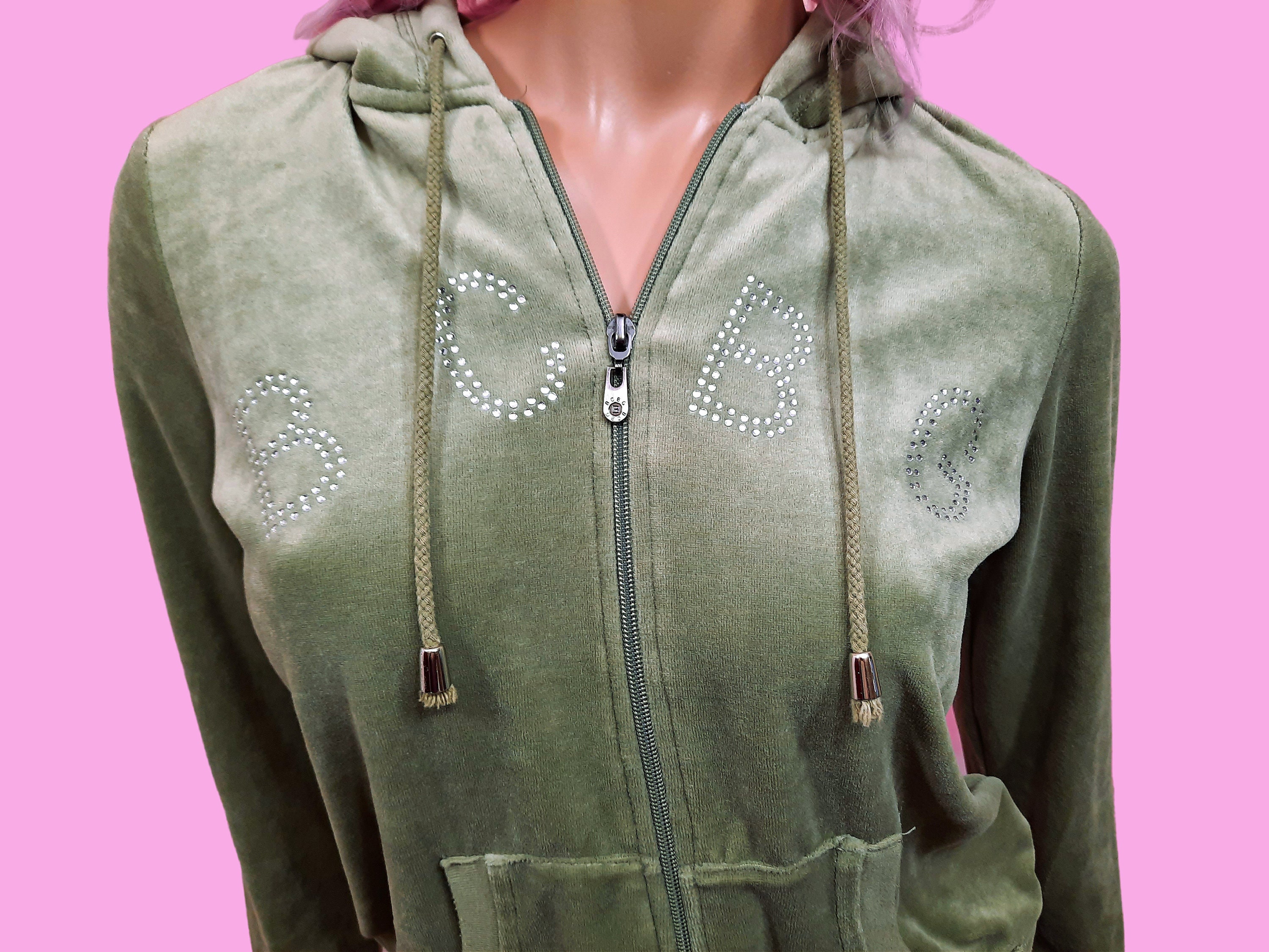 Y2K BCBG Green Velour Hoodie Full Zip Size M - Etsy