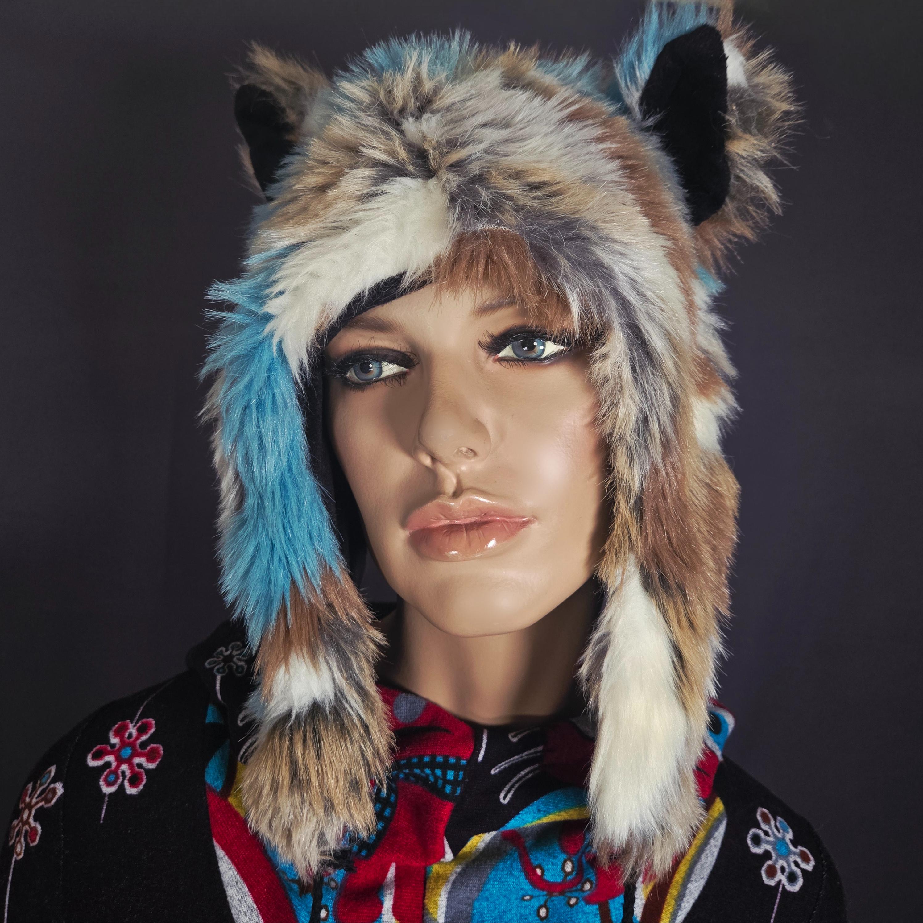Faux Fur Reversible Rave Hood Reversible Gold Shattered Glass & Black Crushed Velvet Rave  main image 2
