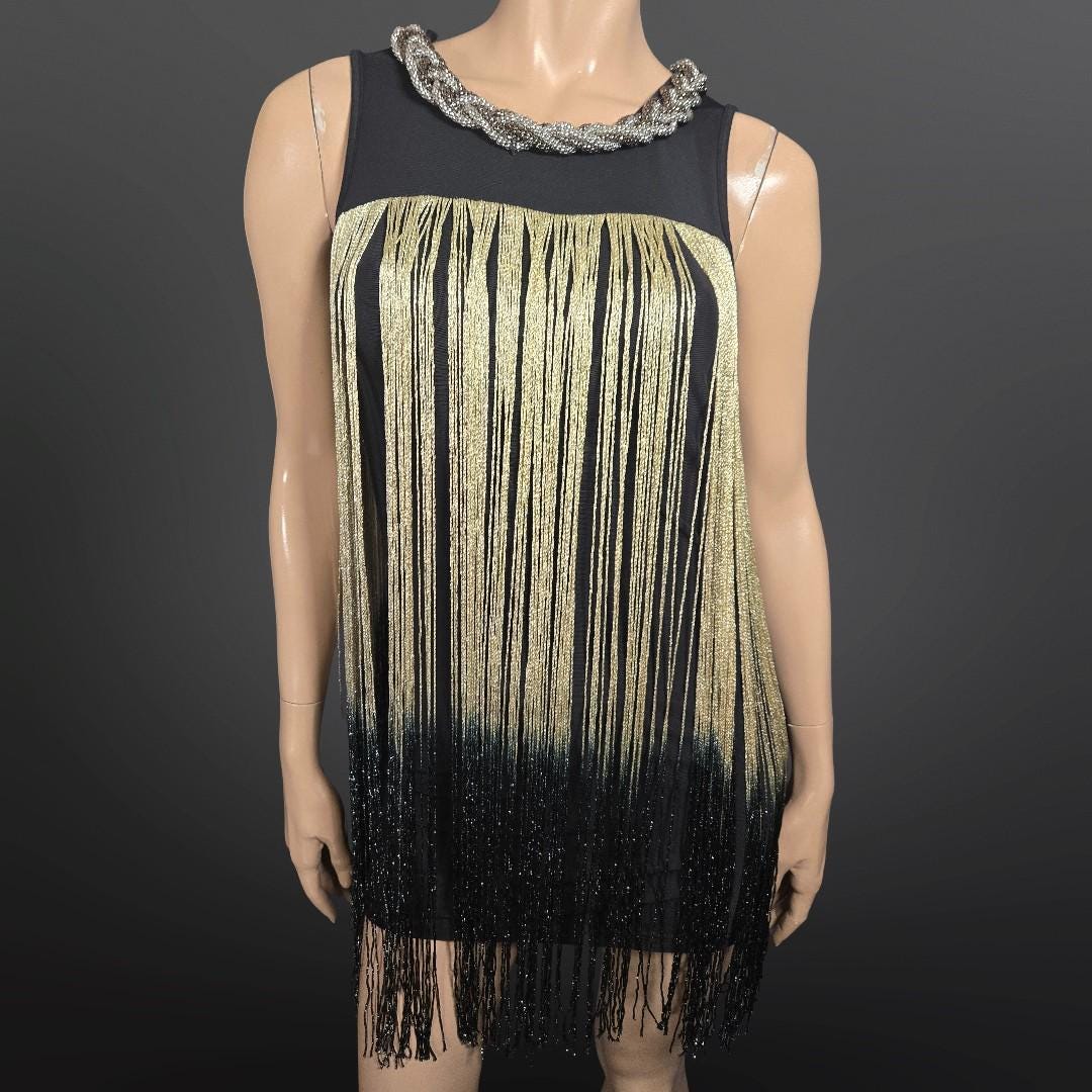Gold Fringe Mini Dress - Etsy