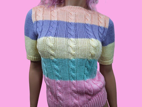 Vintage 80s Pastel Rainbow Striped 