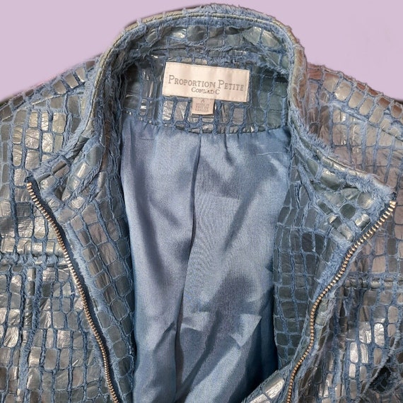 Vintage 90s Y2K Jacket/ Blue Faux Fur Faux Leathe… - image 8