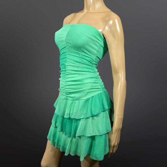 le chateau green dress V-Neck Metallic Gown